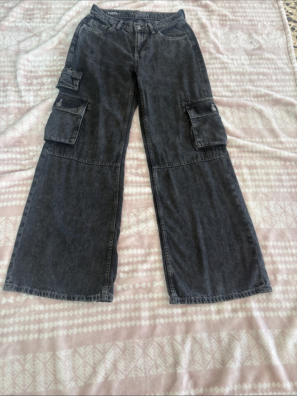 Arizona Jean Company Black Wide-Leg Cargo Jeans